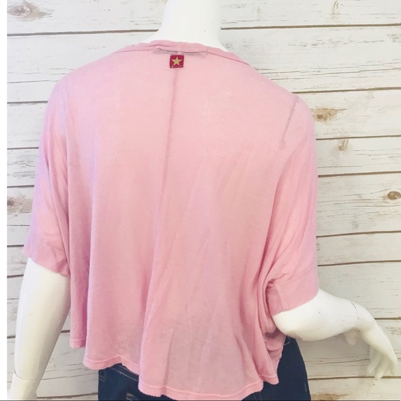 Pink Crop Short Sleeve Light Top - Picture 3 of 3